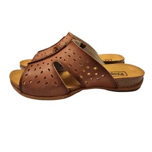 Propet Fiona Brown Leather Slide Sandals 7.5 NWOT